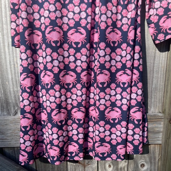 Simply Southern Pink and Navy Crab Dress XL - Picture 2 of 12